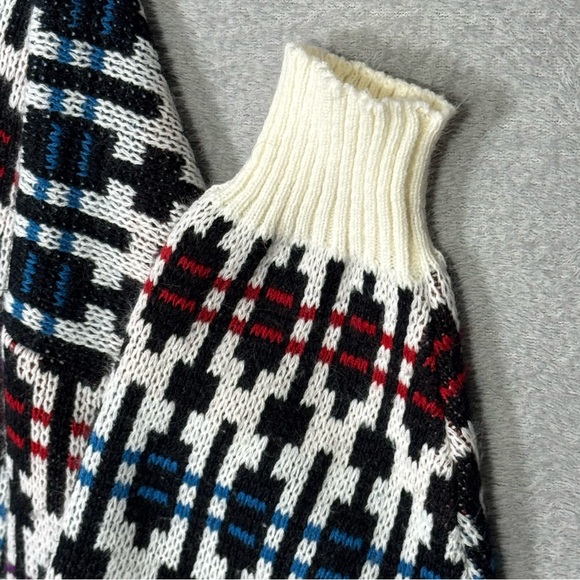 Robert Bruce VTG XL Geometric Knit Cardigan Sweater 80s Y2K Pattern Black White - Picture 8 of 15